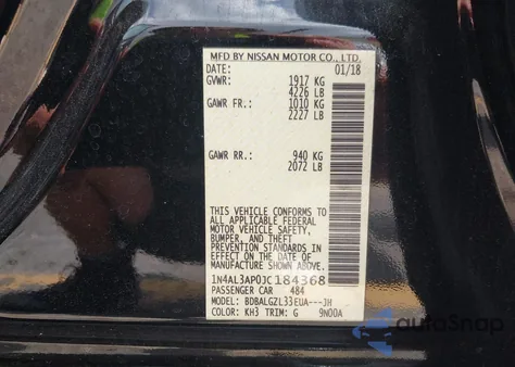 2018 Nissan Altima 2.5 S z USA, uszkodzony, nr VIN 1N4AL3AP0JC184368